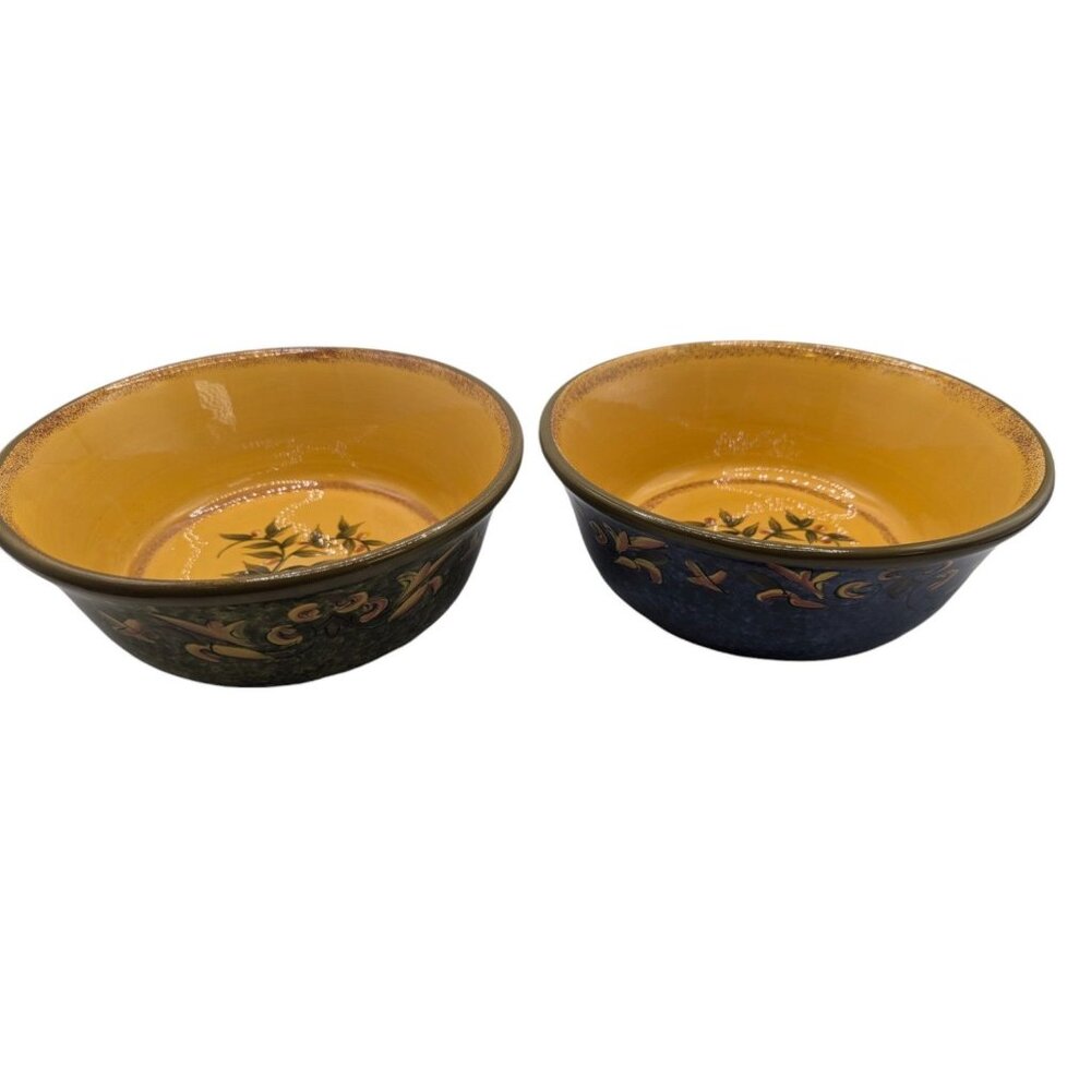 Set Of 2 Vintage Hand-Painted Casa Christina Ceramic Bowls With Floral Interior - Picture 15 of 15